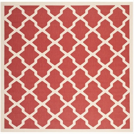 Safavieh 4 Ft. X 4 Ft. Square Indoor-Outdoor Courtyard- Red And Bone- Machine Made Rug CY6903-248-4SQ